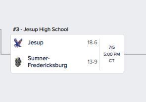 2nd Round - S-F Cougars at Jesup - July 5   5:00 PM